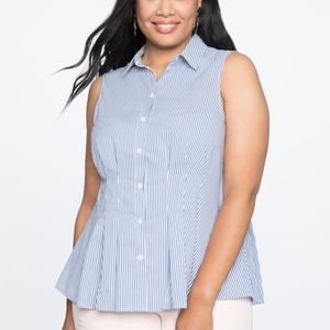 Eloquii Sleeveless Pleated Shirt